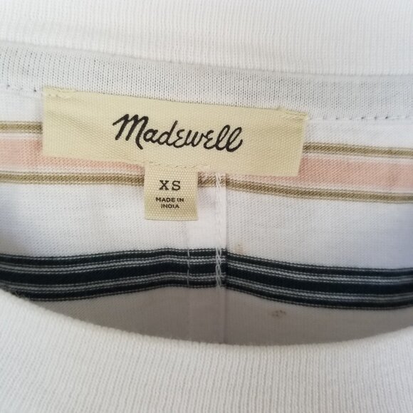 Madewell Easy Crewneck Long-Sleeve Tee Shirt in Pale Blush Striped Size XS - Picture 5 of 8